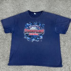 Boston Red Sox Shirt Mens XL Blue Red 2013 World Series Champions Majestic FLAW